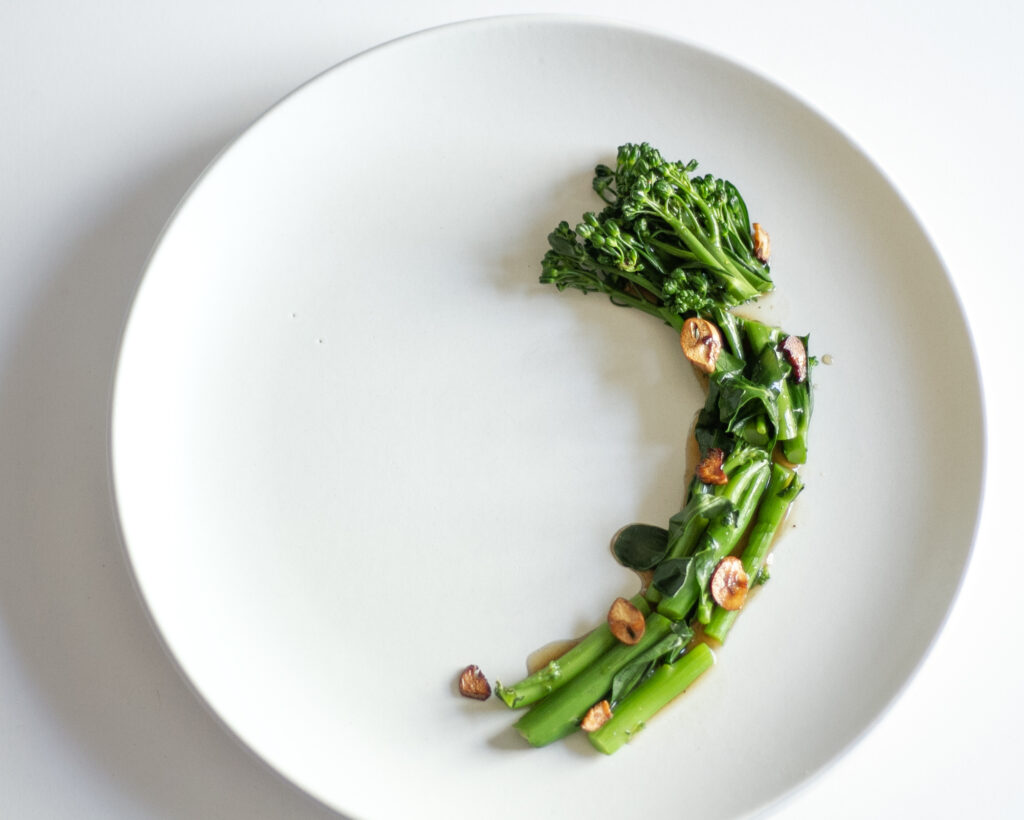 Broccolini with oyster sauce and fried garlic